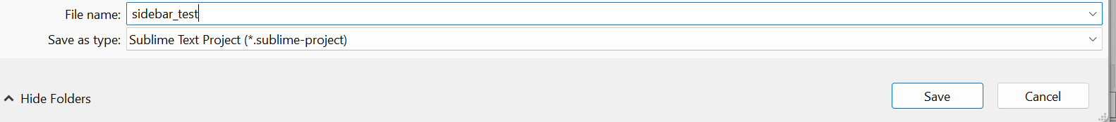 Save Sublime Text project dialog