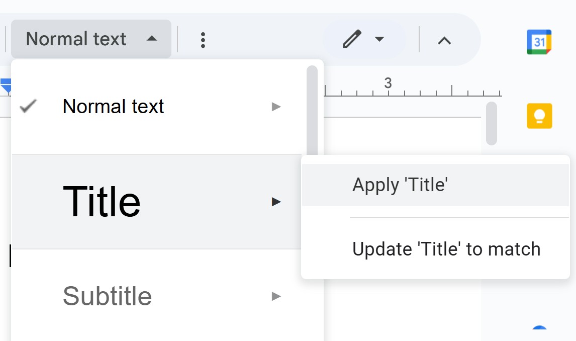 Select Title paragraph style