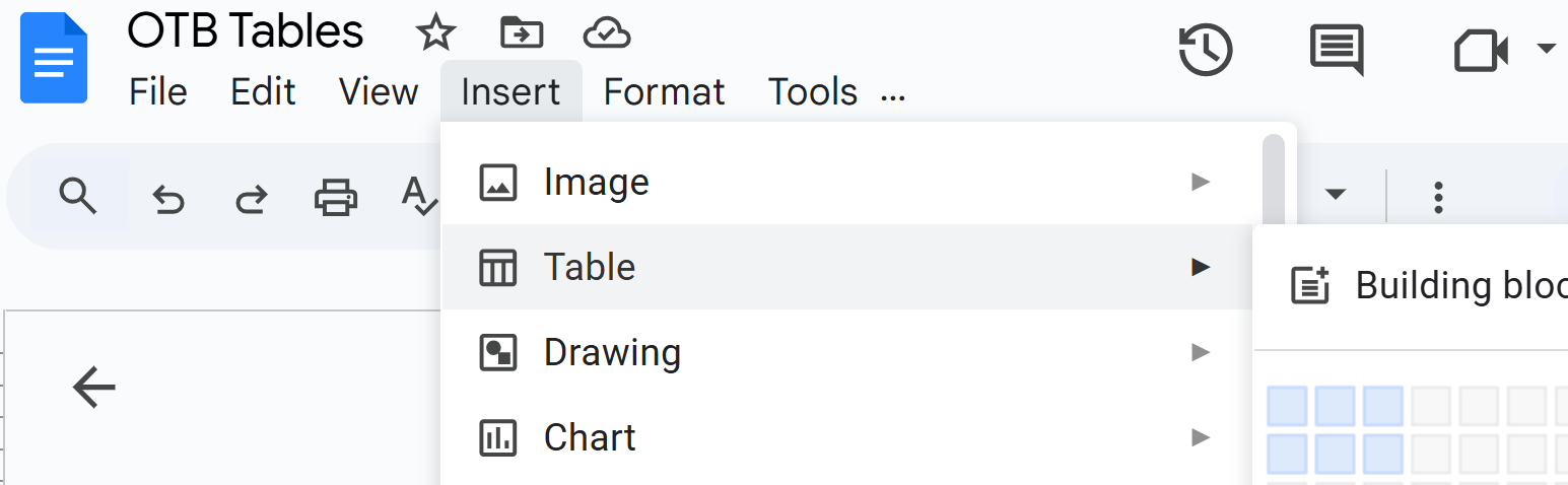 Table row/column selection