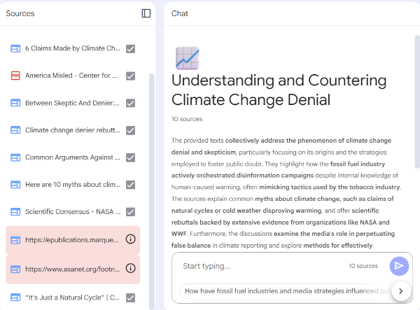 Sources found by NotebookLM