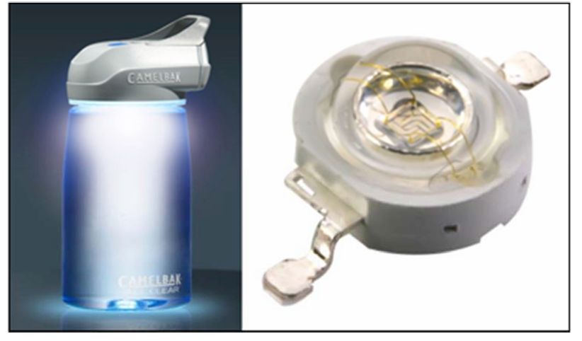water container with UV-LED light