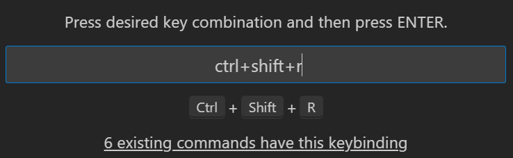 Results of a keyboard-shortcut search