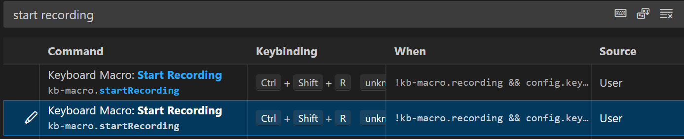 Completed keyboard shortcut change